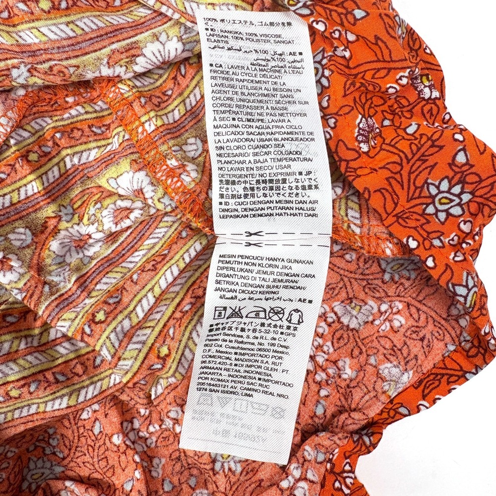 Old Navy Floral‎ Cami Mini Sun Dress Womens Sz M Orange Cottage Boho Pintuck - Picture 13 of 16
